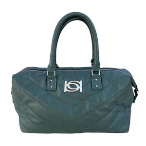 BEBE "Levi" Hunter Green Medium Quilted w/gold Logo Hardware Satchel Bag